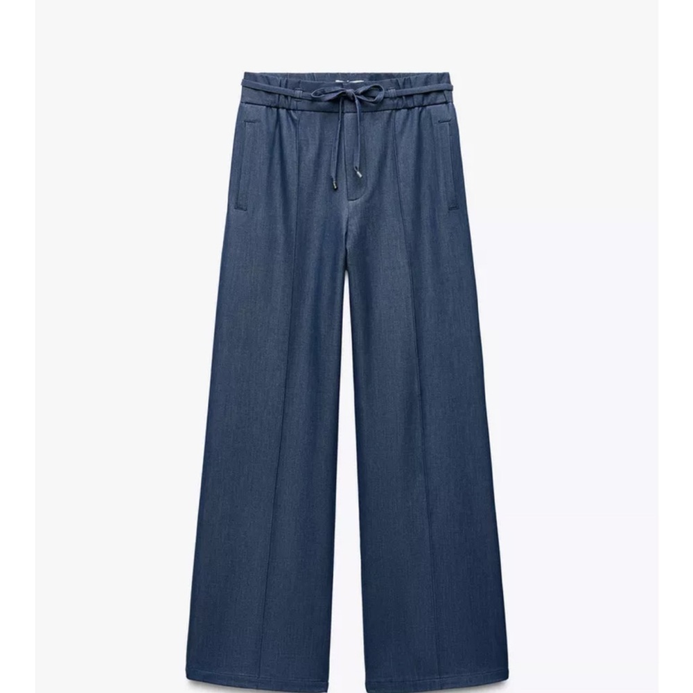 Zara Wide Leg Pants in Navy Blue